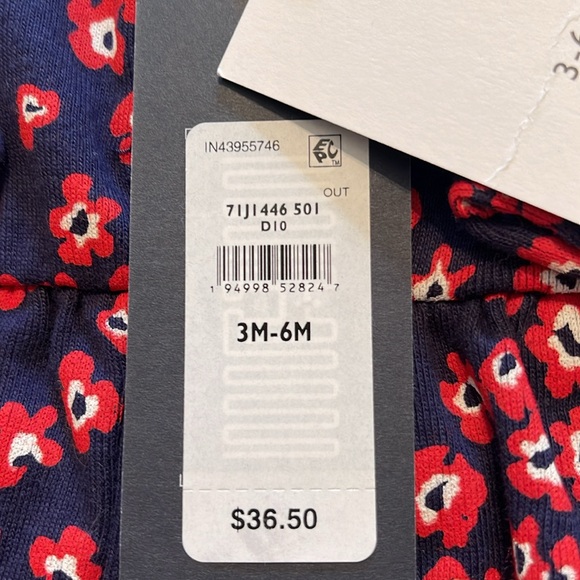 Tommy Hilfiger 3-6 mos Infant - Baby Dress Navy Blue Red Flowers New with Tags - Picture 11 of 15